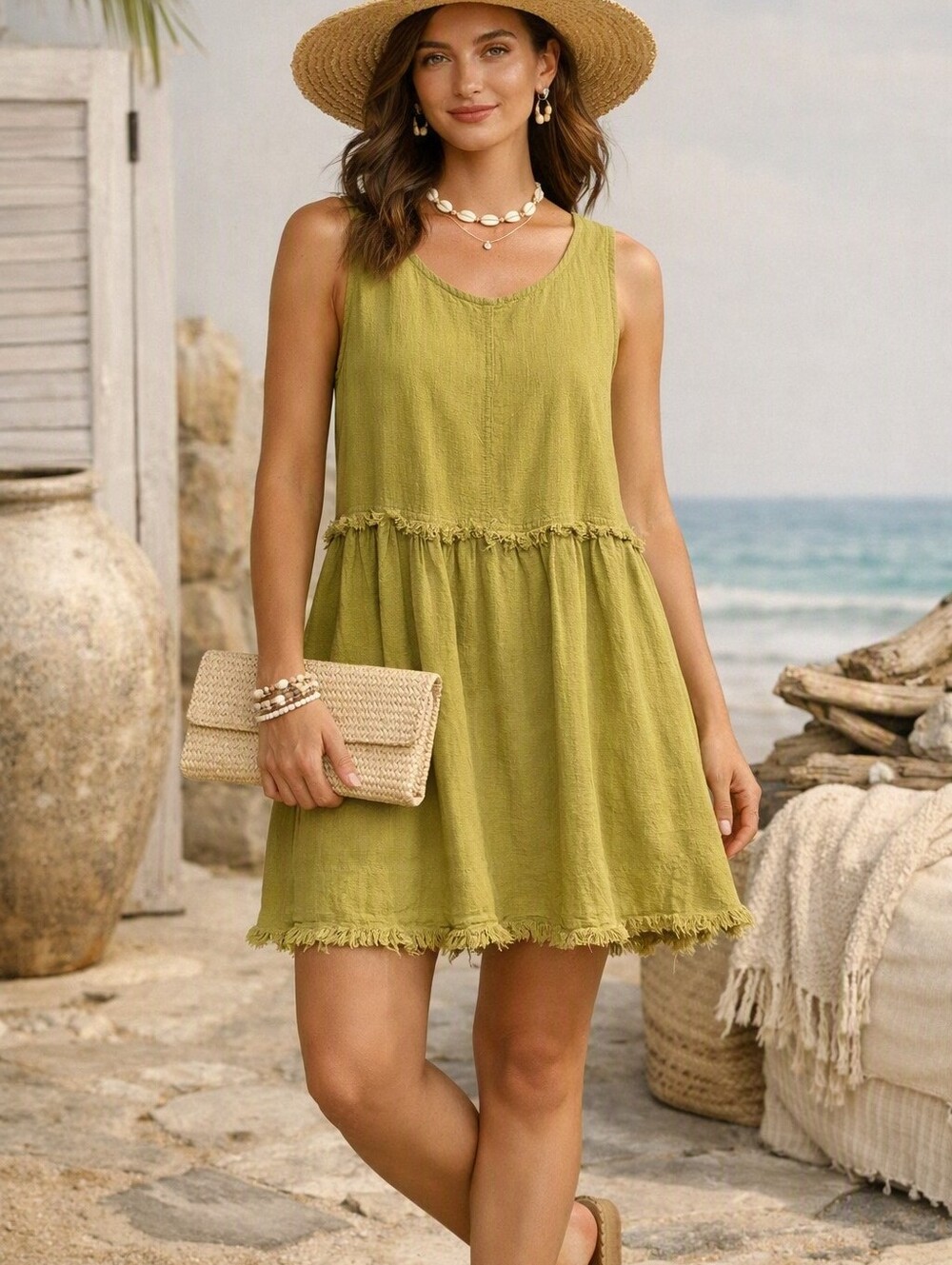 Boutique Umgee Linen/cotton Relaxed Fit Shift Dress